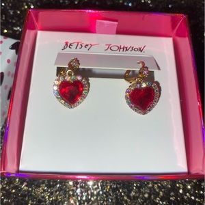 Betsy Johnson Red Heart Earrings